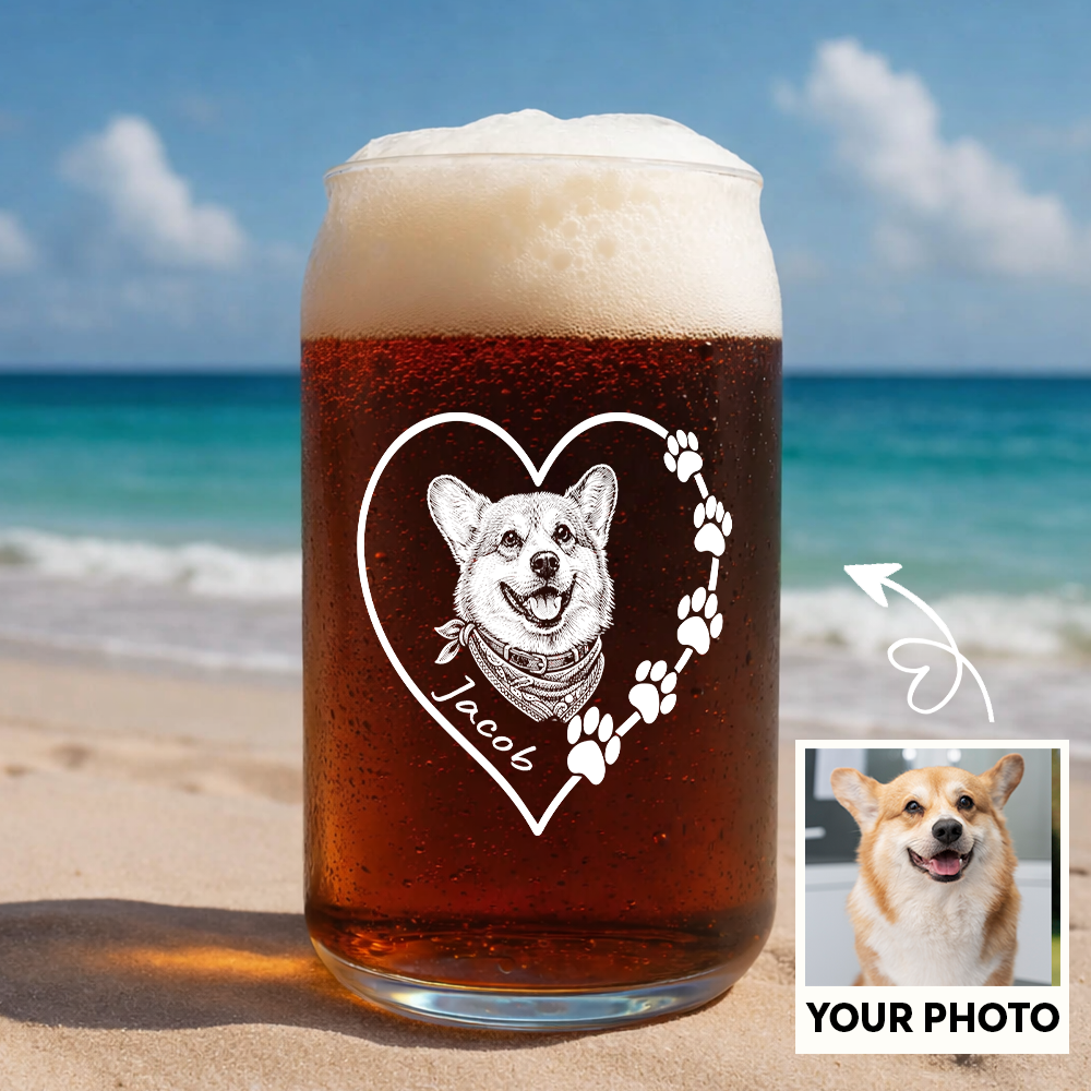 Custom Photo Dog Heart Shape Wine Glass, Personalized Dog Lover Gift for Pet Mom THUC99