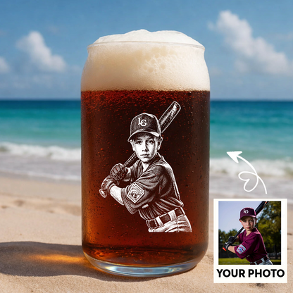 Custom Photo Your Son Baseball Wine Glass, Personalized Baseball Mom Gift THUC99