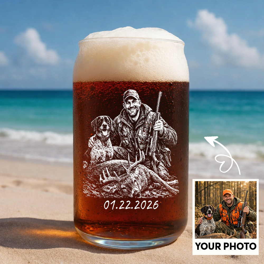 Custom Photo Hunting Memorial Stemless Wine Glass, Personalized In Loving Memory Gift THUC99
