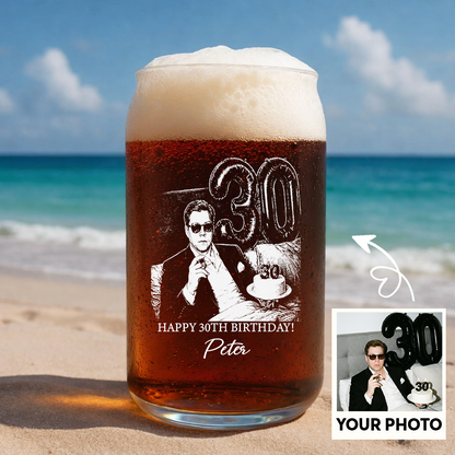 Custom Photo 30th Birthday Stemless Wine Glass, Personalized Birthday Gift THUC99