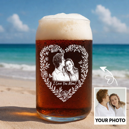 Custom Photo Mother's Day Heart Shape Wine Glass, Personalized Mom Gift THUC99