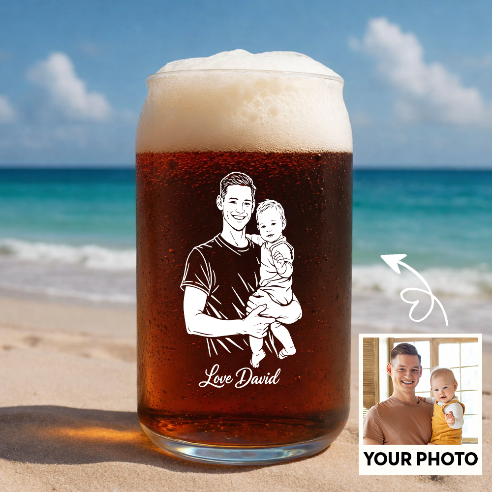 Custom Photo Daddy Wine Glass, Personalized Father's Day Gift for Dad from Kids THUC99