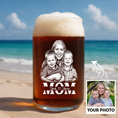 Custom Photo Mother's Day Heart Shape Wine Glass, Personalized Mom Gift THUC99