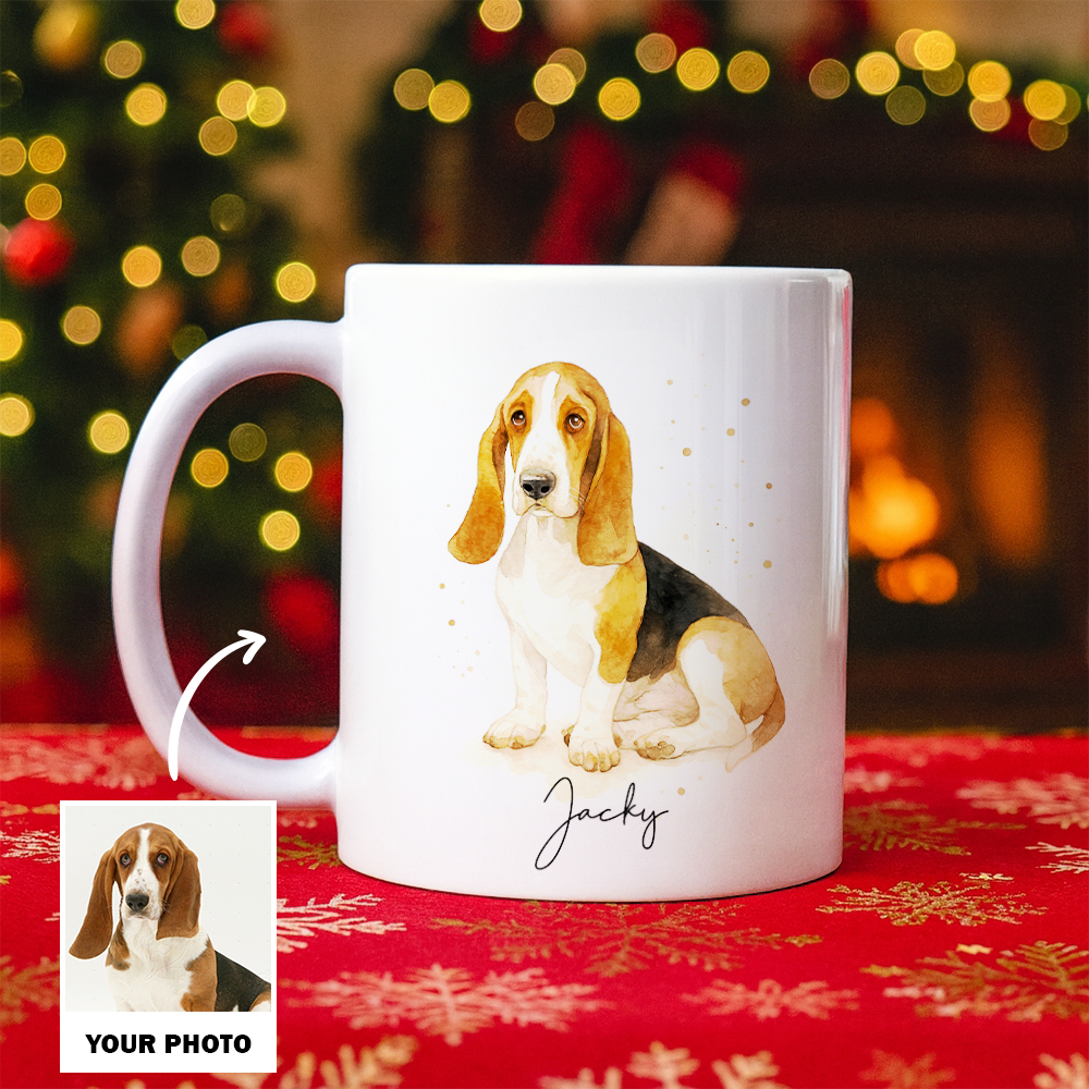 Personalized Pet Portrait Mug – Custom Dog Photo Mug, Pet Art Style 2 Ceramic Cup, Unique Gift for Pet Lovers TH99