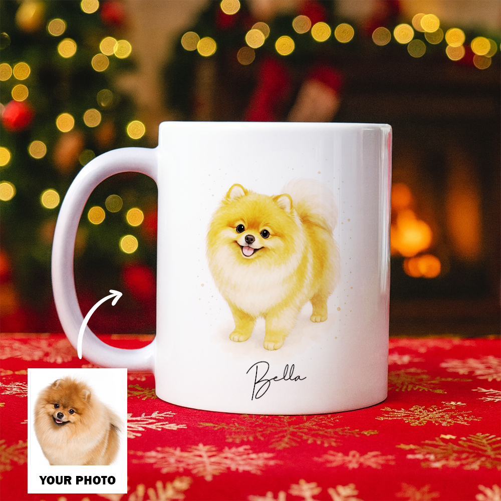 Personalized Pet Portrait Mug – Custom Dog Photo Mug, Pet Art Style 1 Ceramic Cup, Unique Gift for Pet Lovers TH99