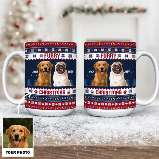 Personalized Dog Photo Christmas Mug – Custom Pet Ceramic Coffee Cup, Holiday Gift for Dog Lovers, Cute Pet Xmas Present TH99