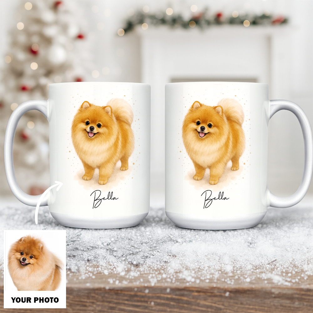 Personalized Pet Portrait Mug – Custom Dog Photo Mug, Pet Art Style 1 Ceramic Cup, Unique Gift for Pet Lovers TH99