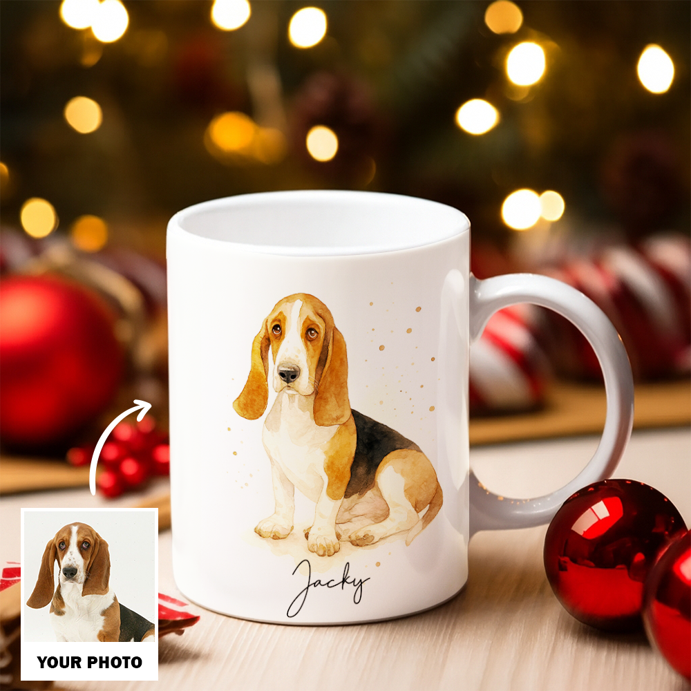 Personalized Pet Portrait Mug – Custom Dog Photo Mug, Pet Art Style 2 Ceramic Cup, Unique Gift for Pet Lovers TH99