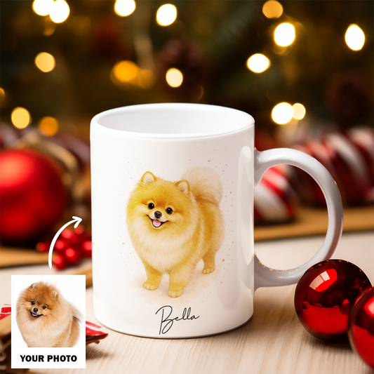 Personalized Pet Portrait Mug – Custom Dog Photo Mug, Pet Art Style 1 Ceramic Cup, Unique Gift for Pet Lovers TH99