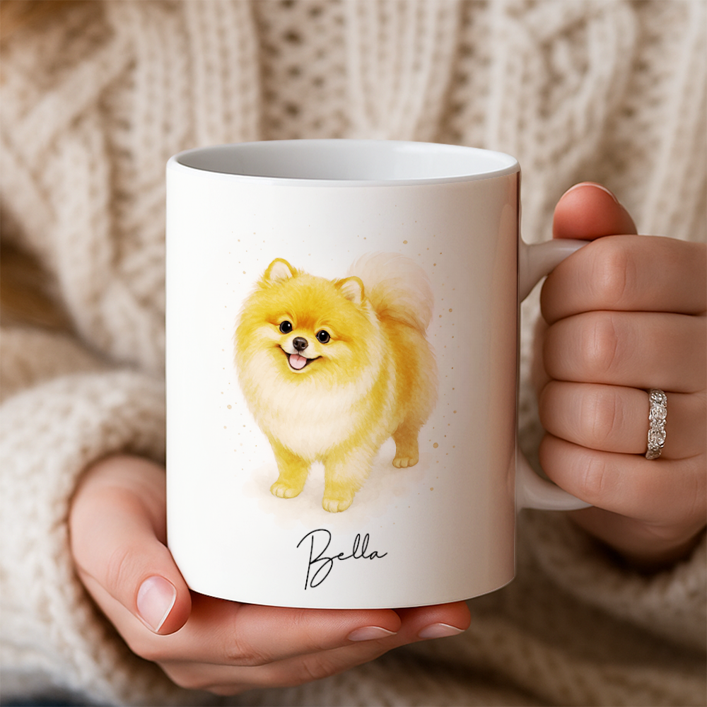 Personalized Pet Portrait Mug – Custom Dog Photo Mug, Pet Art Style 1 Ceramic Cup, Unique Gift for Pet Lovers TH99