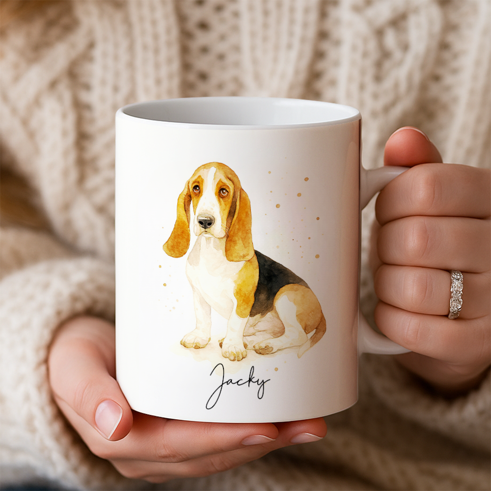 Personalized Pet Portrait Mug – Custom Dog Photo Mug, Pet Art Style 2 Ceramic Cup, Unique Gift for Pet Lovers TH99
