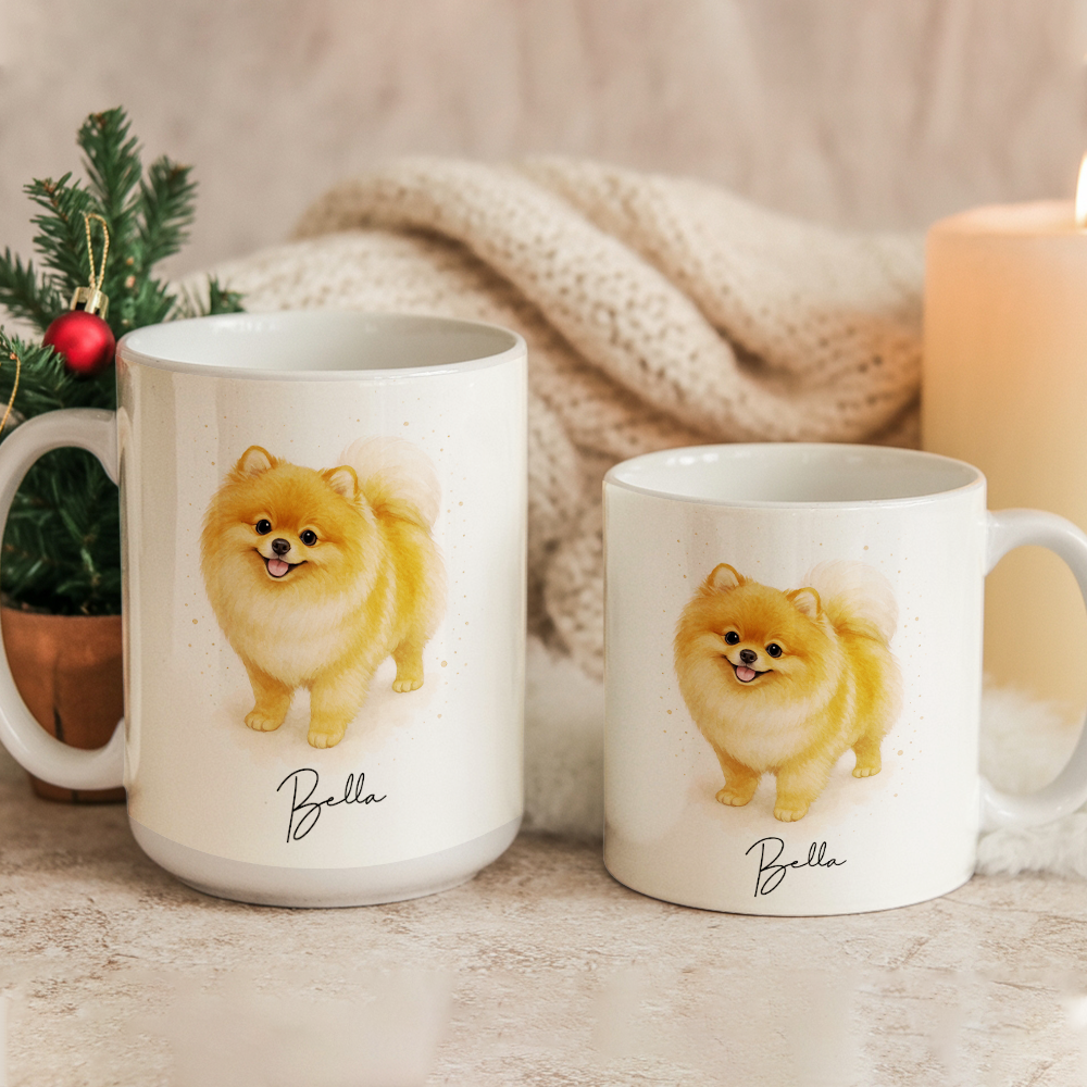 Personalized Pet Portrait Mug – Custom Dog Photo Mug, Pet Art Style 1 Ceramic Cup, Unique Gift for Pet Lovers TH99