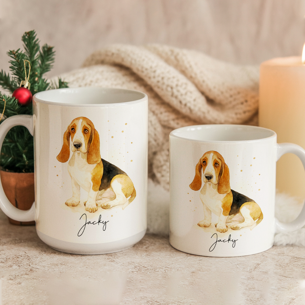 Personalized Pet Portrait Mug – Custom Dog Photo Mug, Pet Art Style 2 Ceramic Cup, Unique Gift for Pet Lovers TH99