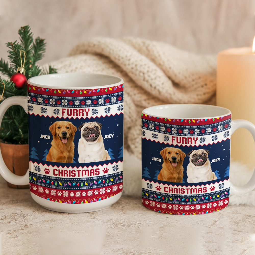 Personalized Dog Photo Christmas Mug – Custom Pet Ceramic Coffee Cup, Holiday Gift for Dog Lovers, Cute Pet Xmas Present TH99