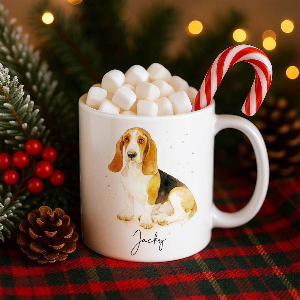 Personalized Pet Portrait Mug – Custom Dog Photo Mug, Pet Art Style 2 Ceramic Cup, Unique Gift for Pet Lovers TH99