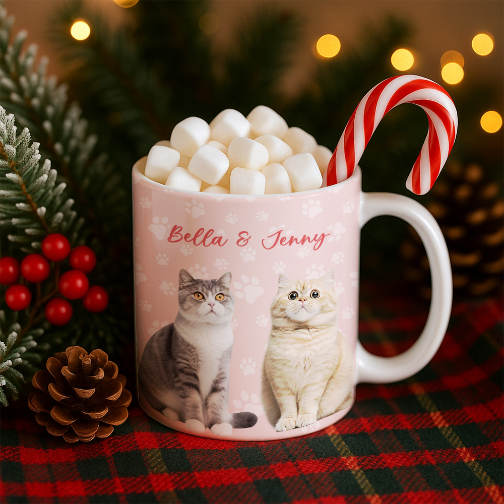 Personalized Pet Photo and Name Mug – Custom Dog or Cat Cup with Paw Design, Cute Pet Lover Gift, Custom Ceramic Coffee Mug, Unique Pet Present TH99