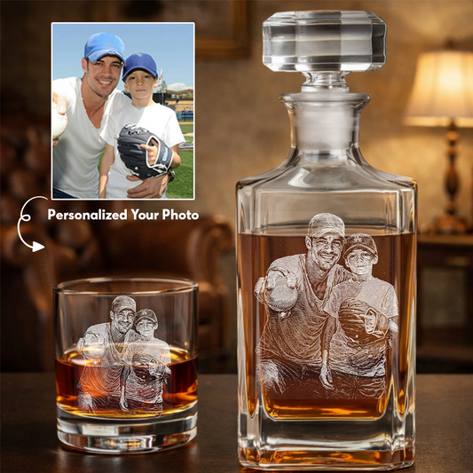 Custom Photo Baseball Dad Whiskey Decanter with Photo, Custom Decanter with Your Photo, Personalized Family Gift THUC99