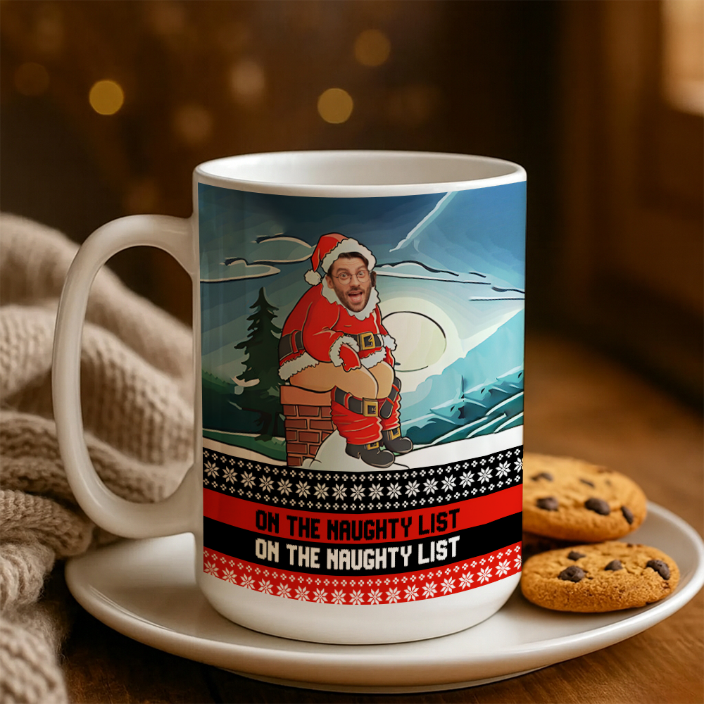 Personalized Photo Face Funny Naughty List Christmas Mug – Custom Face Xmas Gift TH99