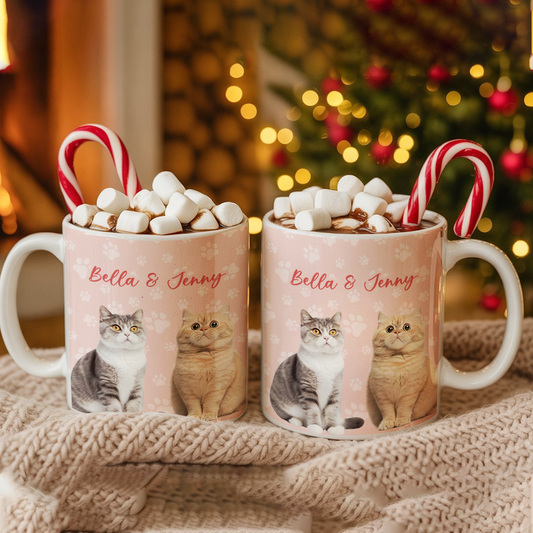 Personalized Pet Photo and Name Mug – Custom Dog or Cat Cup with Paw Design, Cute Pet Lover Gift, Custom Ceramic Coffee Mug, Unique Pet Present TH99