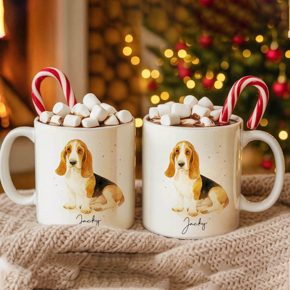 Personalized Pet Portrait Mug – Custom Dog Photo Mug, Pet Art Style 2 Ceramic Cup, Unique Gift for Pet Lovers TH99