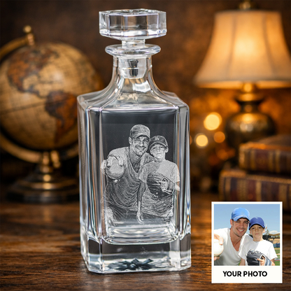 Custom Photo Baseball Dad Whiskey Decanter with Photo, Custom Decanter with Your Photo, Personalized Family Gift THUC99