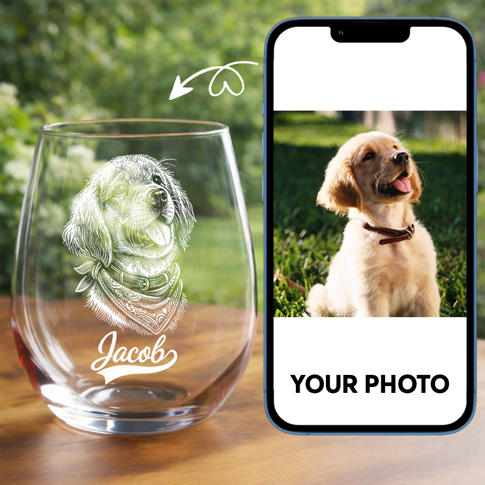 Custom Photo Dog with Name Wine Glass, Personalized Dog Lover Gift THUC99