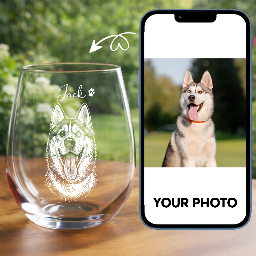 Custom Photo and Name Dog Wine Glass, Personalized Dog Lover Gift THUC99