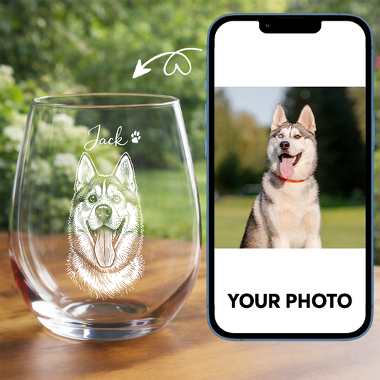 Custom Photo and Name Dog Wine Glass, Personalized Dog Lover Gift THUC99