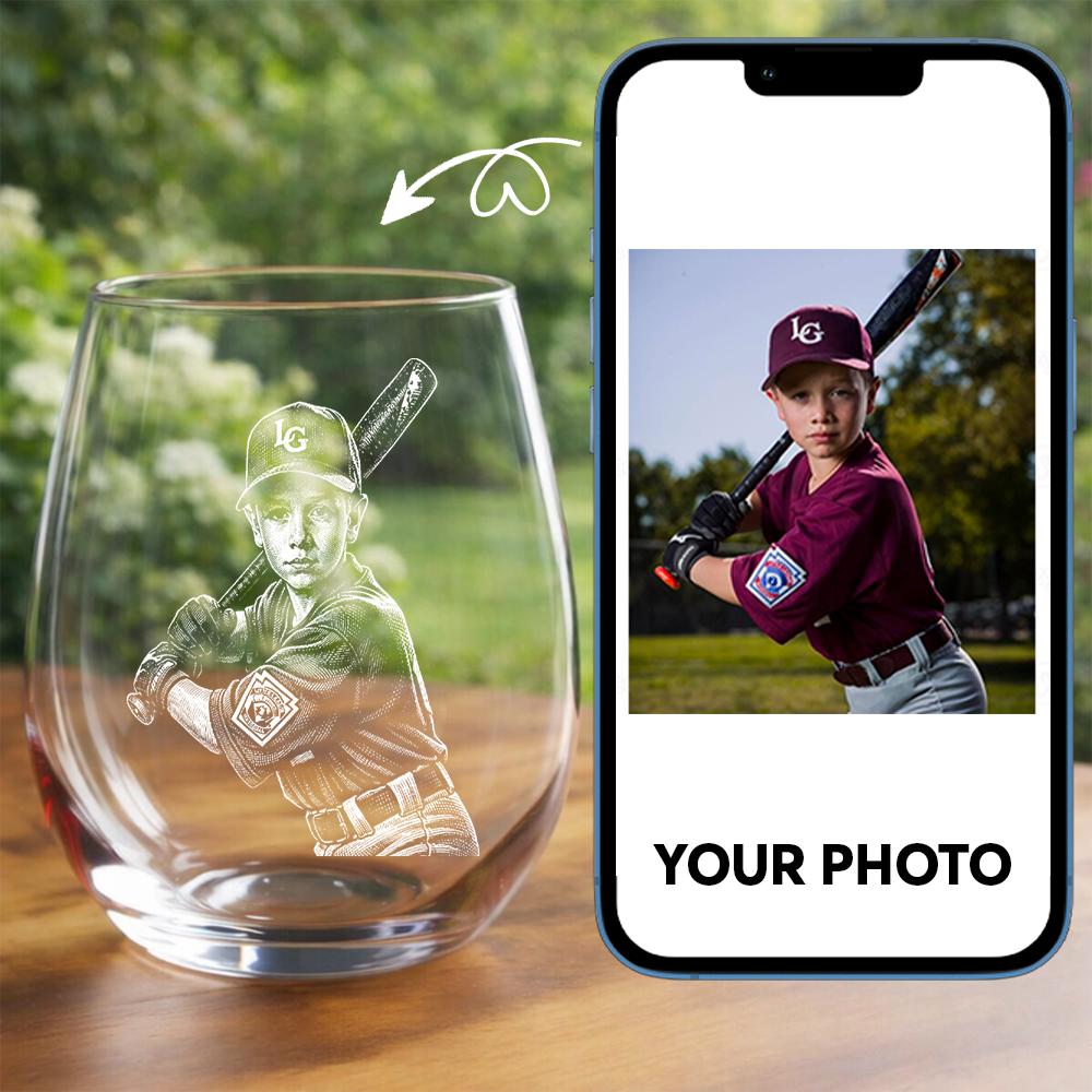 Custom Photo Your Son Baseball Wine Glass, Personalized Baseball Mom Gift THUC99