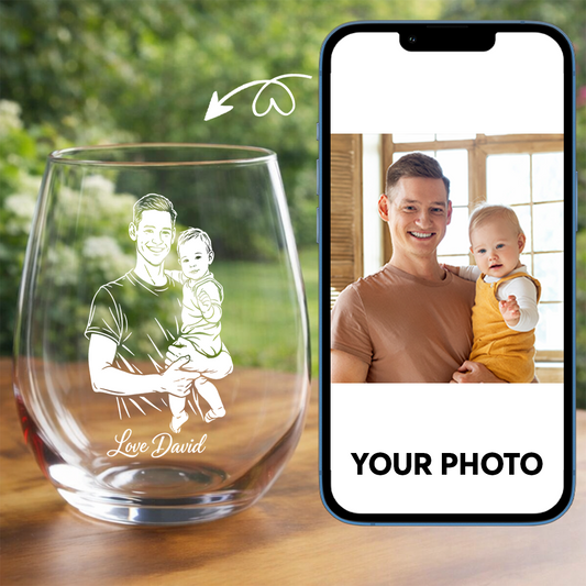 Custom Photo Daddy Wine Glass, Personalized Father's Day Gift for Dad from Kids THUC99