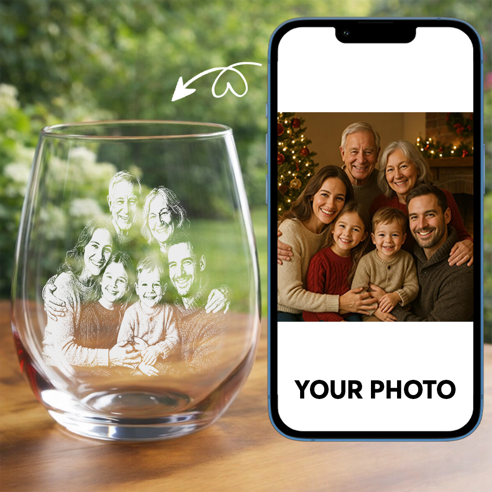Custom Photo Family Love Papa Stemless Wine Glass, Personalized Gift For Father's Day THUC99