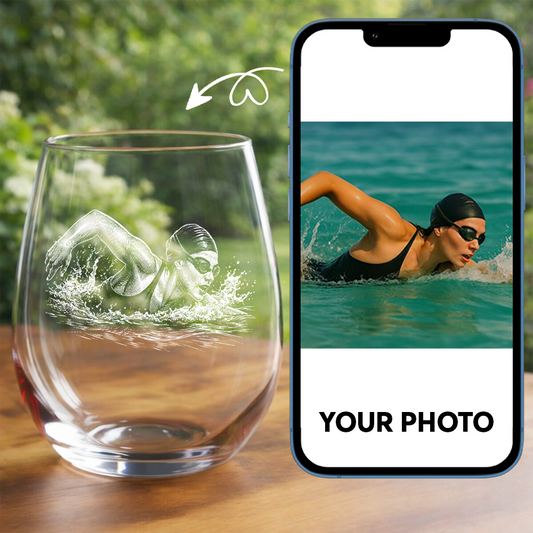Custom Photo Swim Team Wine Glass, Personalized Swimmer Gift for Sports Lover THUC99