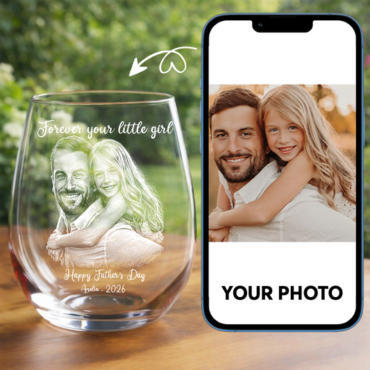 Custom Photo Happy Father's Day Wine Glass, Personalized Dad Gift THUC99