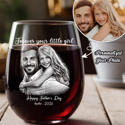 Custom Photo Happy Father's Day Wine Glass, Personalized Dad Gift THUC99