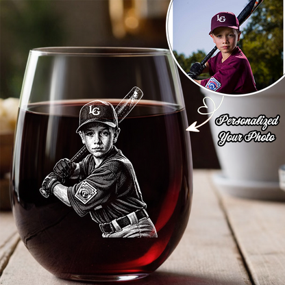 Custom Photo Your Son Baseball Wine Glass, Personalized Baseball Mom Gift THUC99