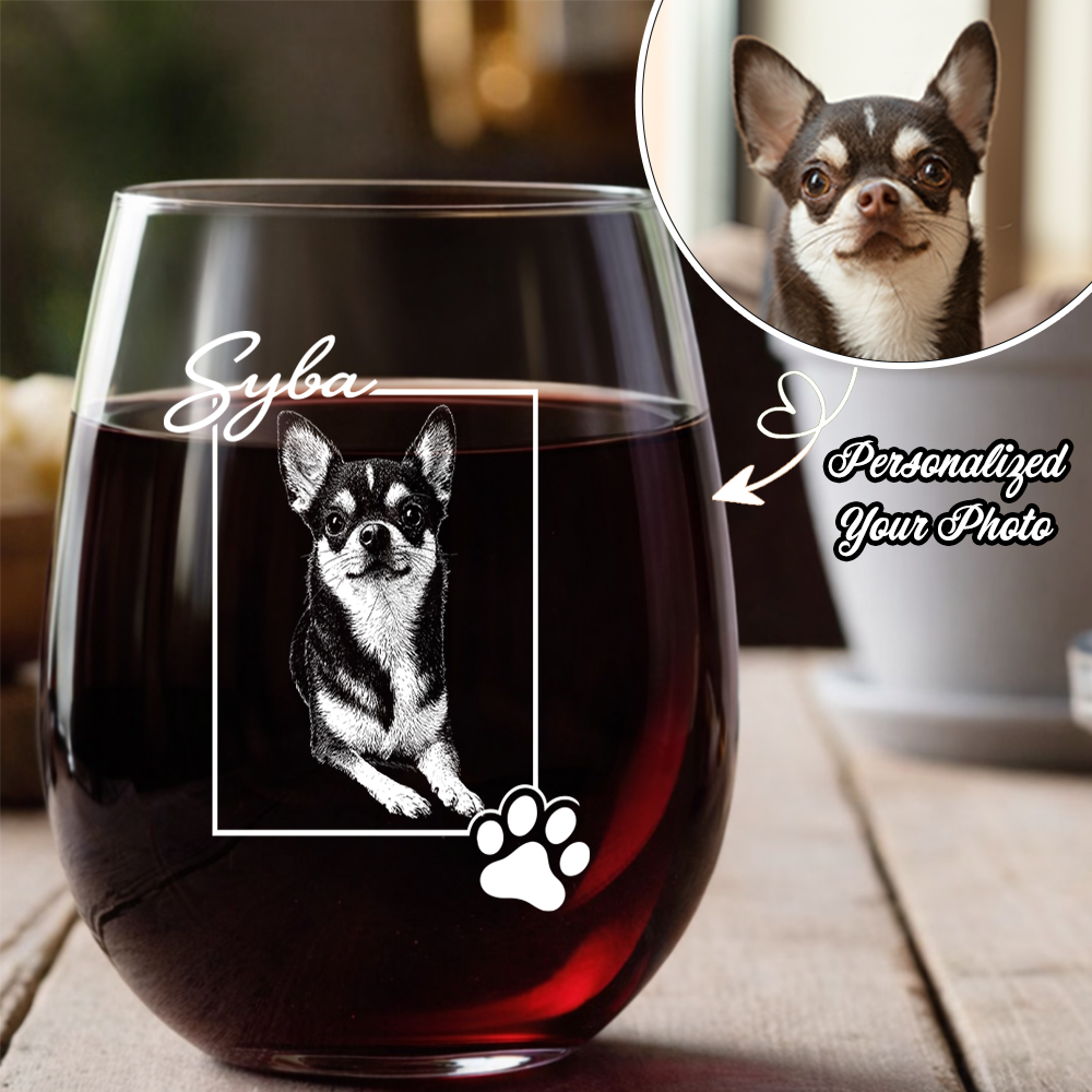 Custom Photo Dog Paw Wine Glass, Personalized Dog Lover Gift for Dog Mom and Dog Dad THUC99
