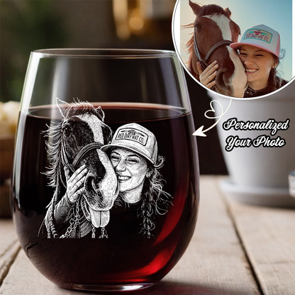 Custom Photo Your Horse Wine Glass For Farmer, Personalized Horse Lover Gift THUC99