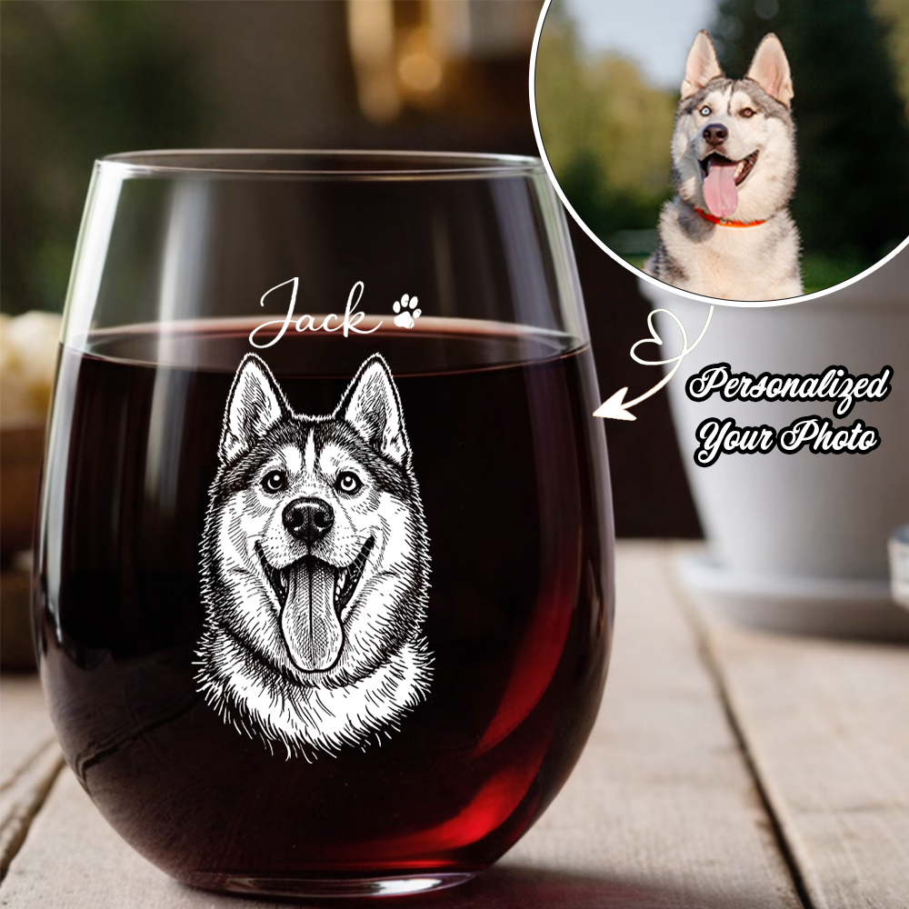 Custom Photo and Name Dog Wine Glass, Personalized Dog Lover Gift THUC99