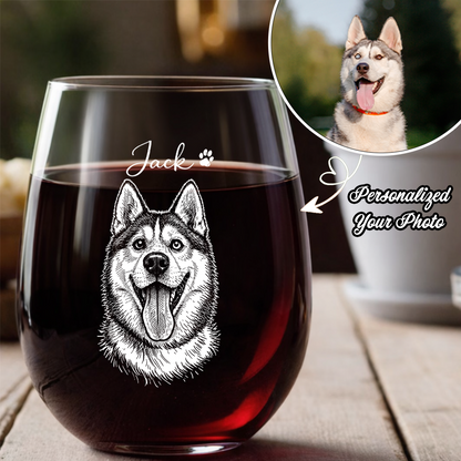 Custom Photo and Name Dog Wine Glass, Personalized Dog Lover Gift THUC99