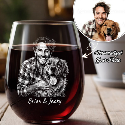 Custom Photo Your Pet Memorial Wine Glass, Personalized Dog Cat Loss Gift THUC99