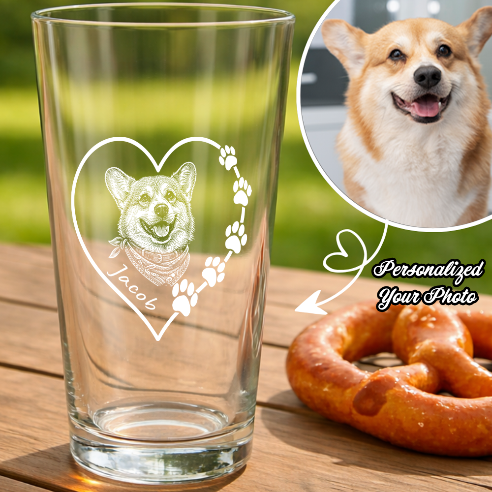 Custom Photo Dog Heart Shape Wine Glass, Personalized Dog Lover Gift for Pet Mom THUC99