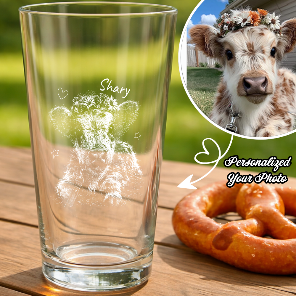 Custom Photo Highland Cow Stemless Wine Glass, Personalized Cow Lover Gift for Her THUC99