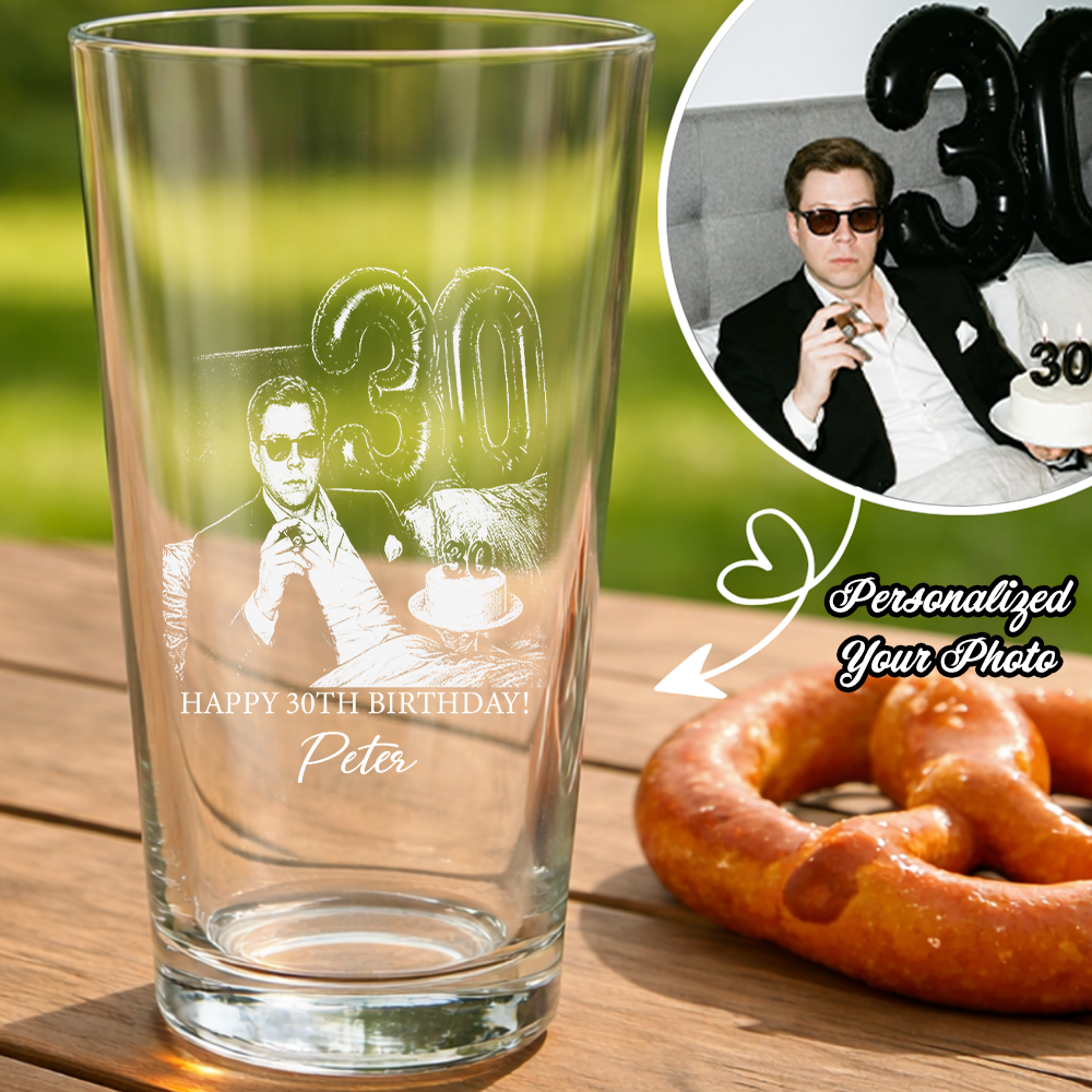 Custom Photo 30th Birthday Stemless Wine Glass, Personalized Birthday Gift THUC99