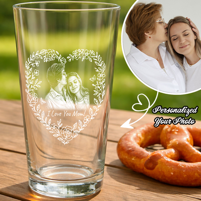 Custom Photo Mother's Day Heart Shape Wine Glass, Personalized Mom Gift THUC99