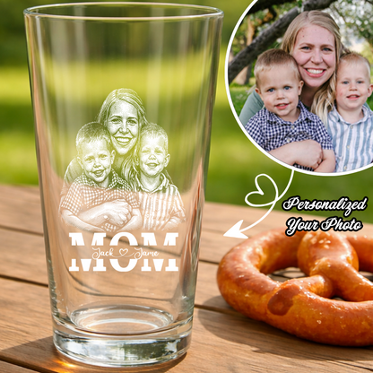 Custom Photo Mother's Day Heart Shape Wine Glass, Personalized Mom Gift THUC99