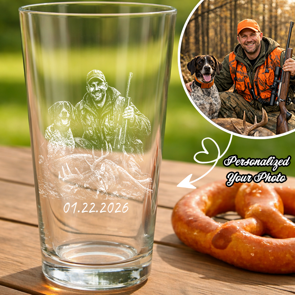 Custom Photo Hunting Memorial Stemless Wine Glass, Personalized In Loving Memory Gift THUC99