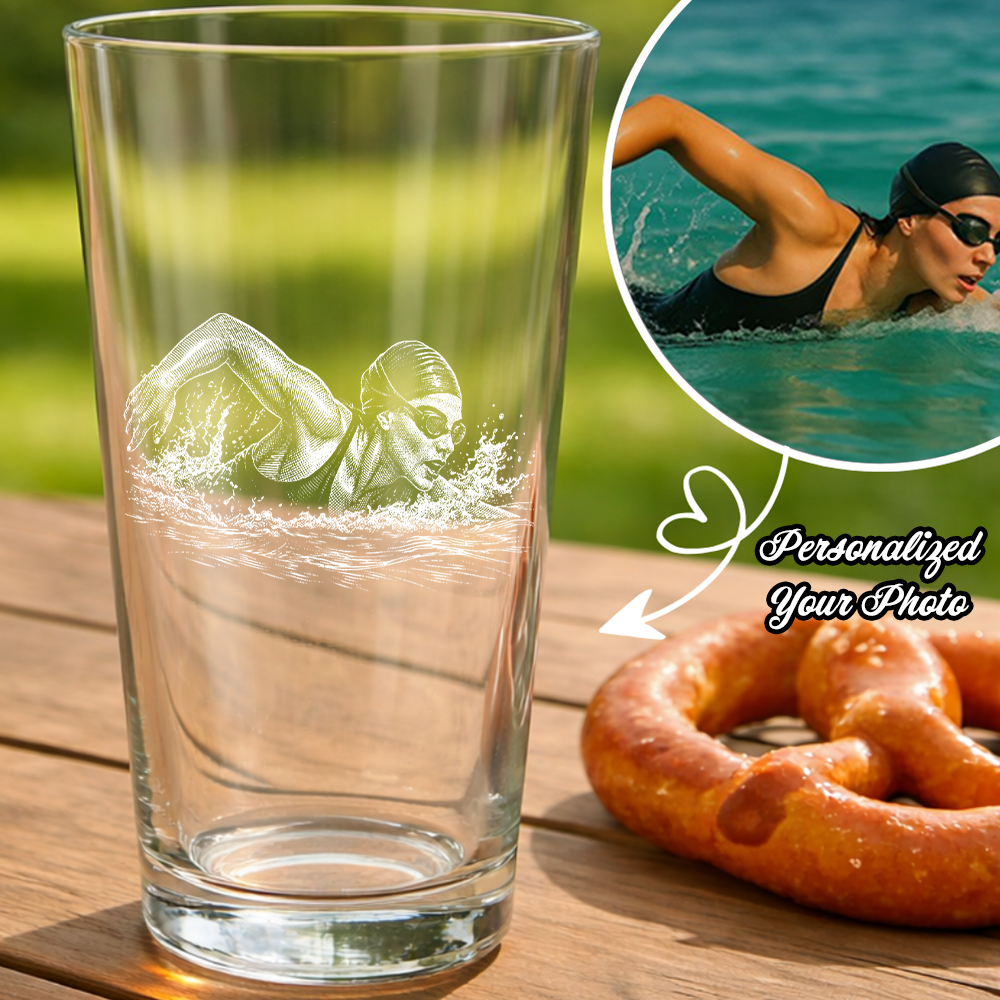 Custom Photo Swim Team Wine Glass, Personalized Swimmer Gift for Sports Lover THUC99