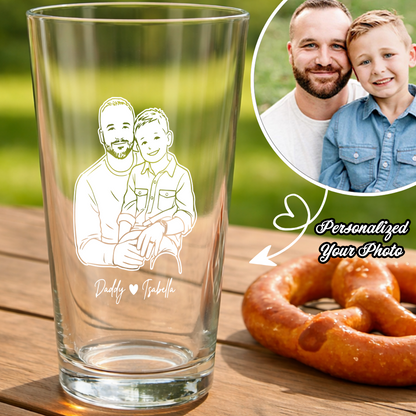 Custom Photo Dad Artwork Stemless Wine Glass, Personalized Gift for Father's Day THUC99