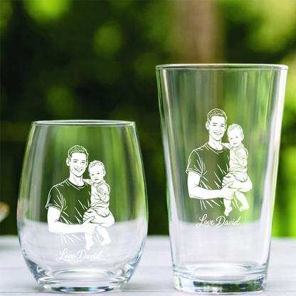 Custom Photo Daddy Wine Glass, Personalized Father's Day Gift for Dad from Kids THUC99