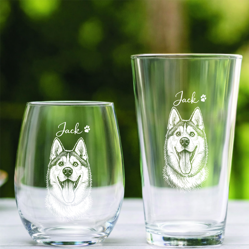 Custom Photo and Name Dog Wine Glass, Personalized Dog Lover Gift THUC99